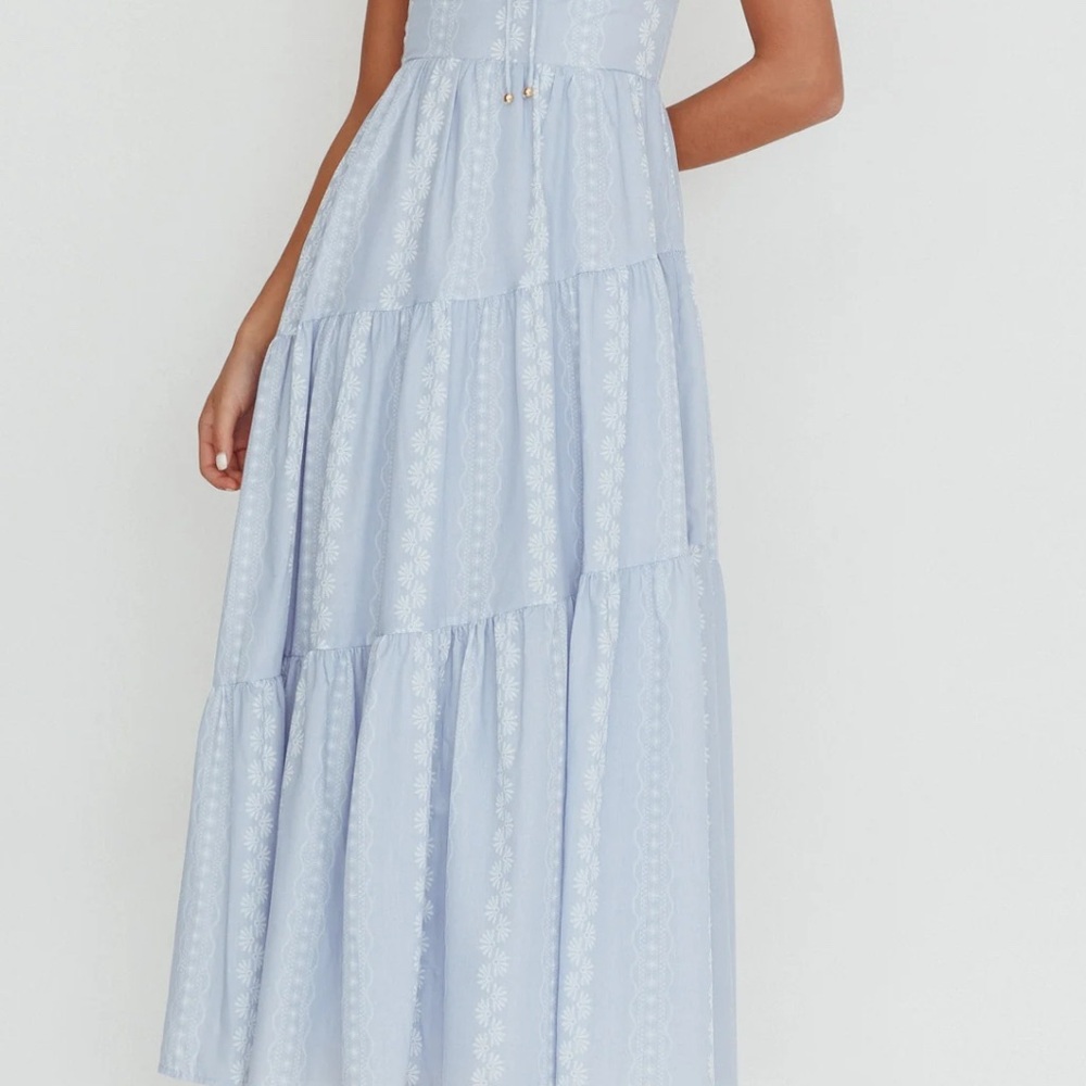 Indikah Doe Tied Bust Maxi Dress Blue